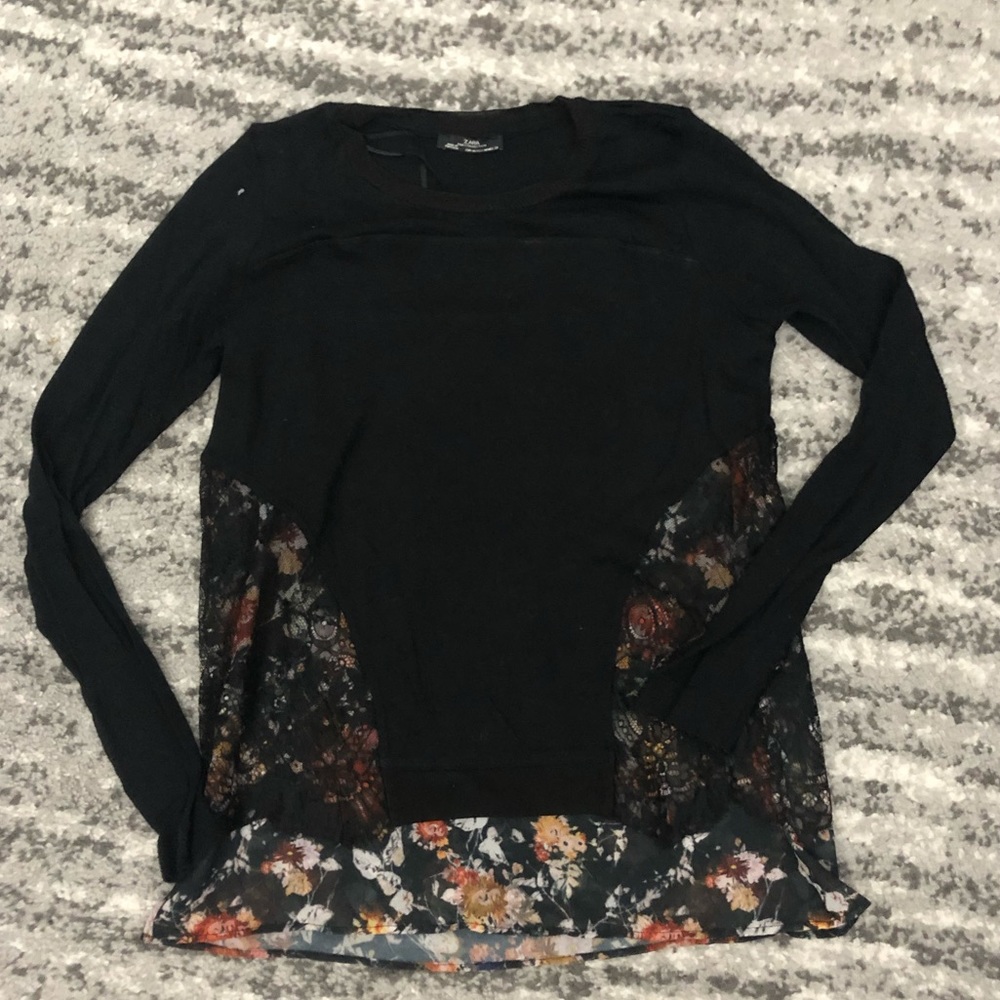Zara sweater with floral underlay
